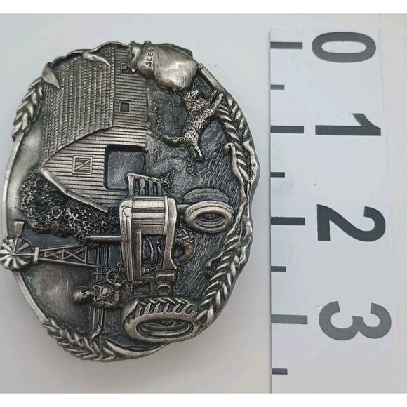 Bergamot Brass Works Belt Buckle Tractor Farm Barn Dog Windmill Wheat Seeds D-49 - Picture 8 of 9